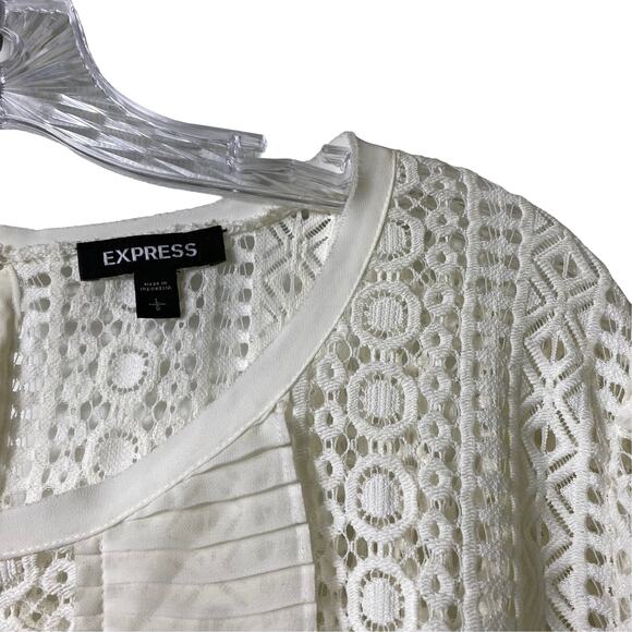 Express Long Sleeve Ruffle and Lace Top Sz L (2489) - Picture 4 of 6